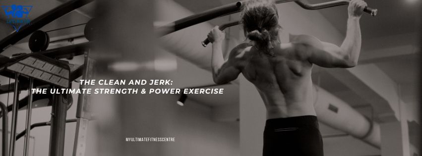 Athlete performing a clean and jerk with a barbell.